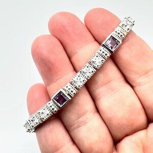 Judith Ripka Womens Bracelet Purple Amethyst Sterling Silver 7.5 Inch